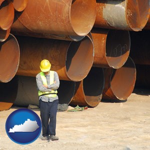 a municipal engineer with iron sewer pipes - with Kentucky icon