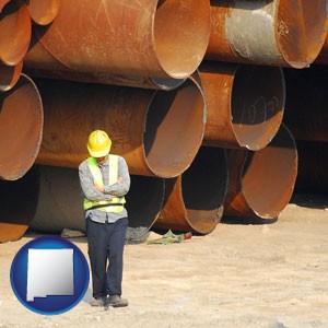 a municipal engineer with iron sewer pipes - with New Mexico icon